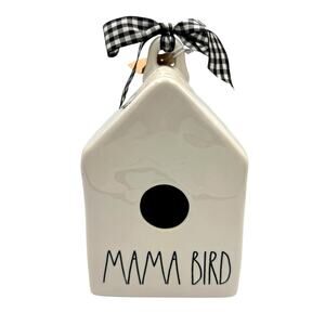 Rae Dunn MAMA BIRD White Ceramic Square Birdhouse NEW House Decor Collectible